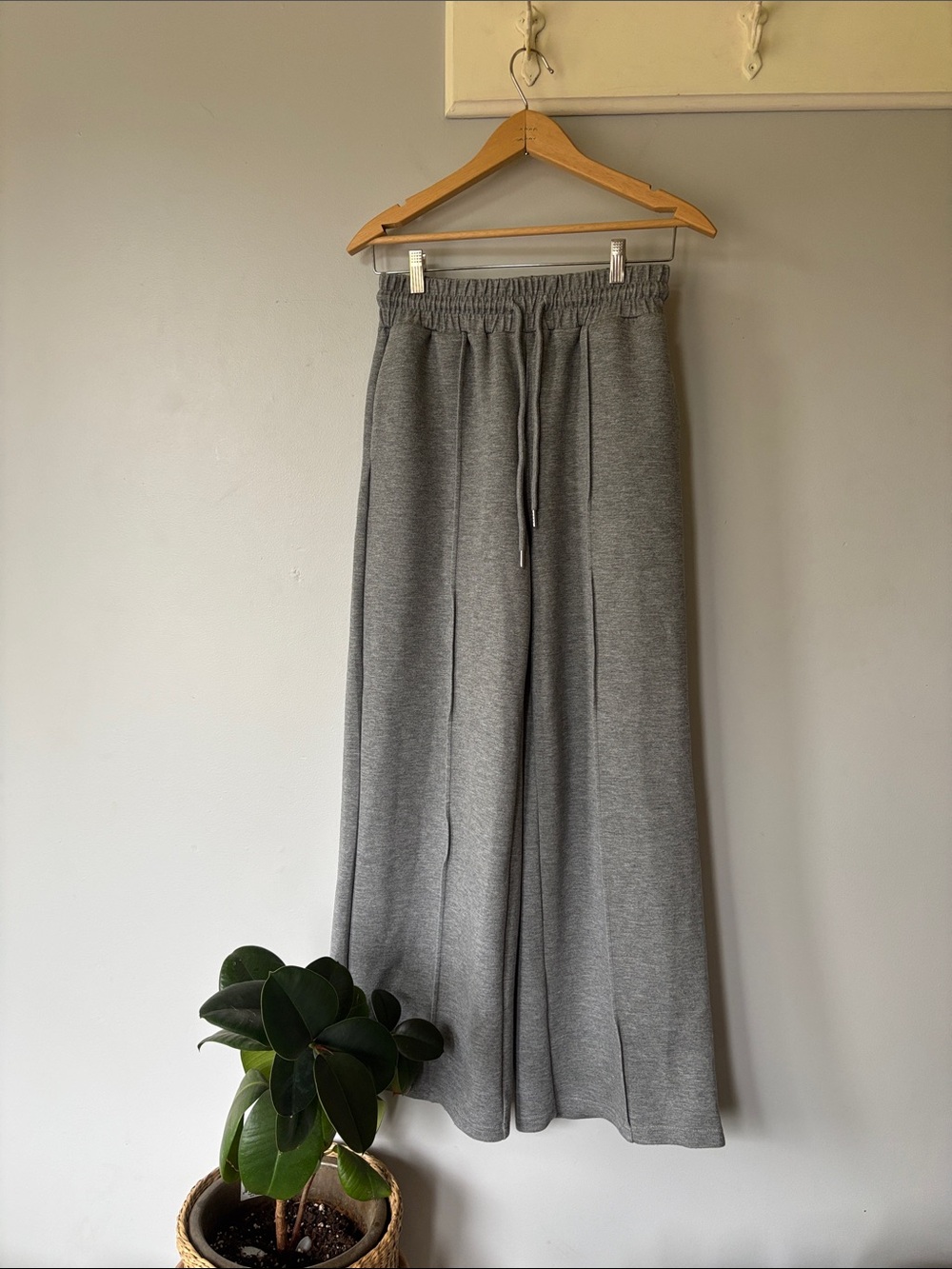 Unbranded Gray Wide-Leg Lounge Sweatpants High Rise Drawstring Size Small